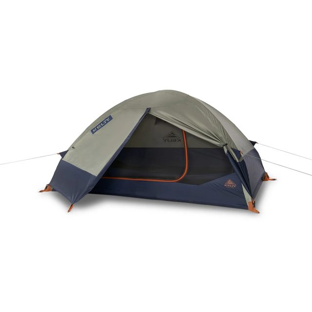 Kelty Late Start 2P backpacking tent pitched with its rainfly