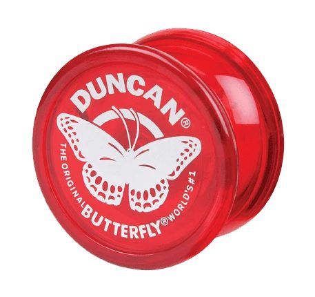 A red Duncan Butterfly yo-yo with its string