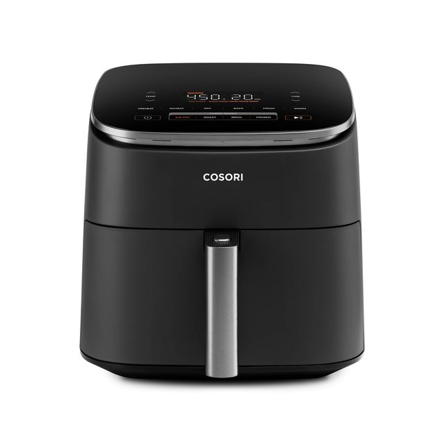 Cosori TurboBlaze 6-quart air fryer in dark gray, seen from the front
